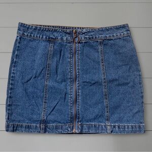 Forever 21 Blue Denim Mini Skirt with Front Zip